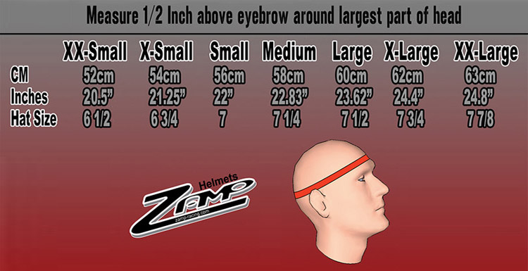RZ-67D Helmet Sizing Chart